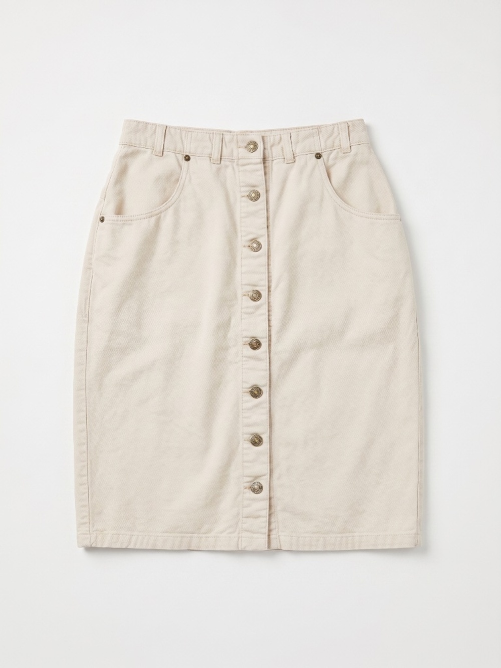 Y2K White Denim Skirt | Eddie Bauer | 100% Cotton | Vintage 90s Style | Knee Len